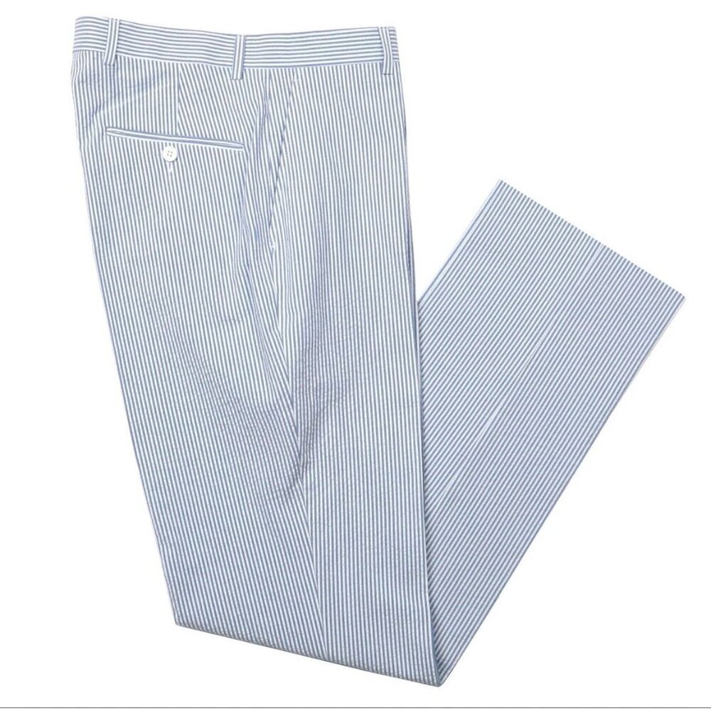 Haspel Seersucker Suit Pants 100% Cotton - Pants 40W Blue/white $245